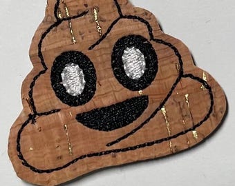 Emoji Poop Embroidered Badge Reel Topper: Interchangeable ID Holder