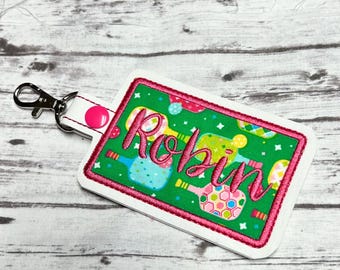 Personalized Embroidered Pickleball Lanyard ID Badge Holder - Custom Marine Vinyl