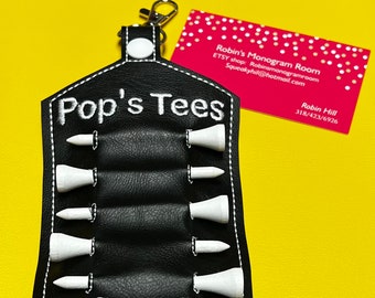 Embroidered Personalized Golf Tee Holder: Waterproof Marine Vinyl