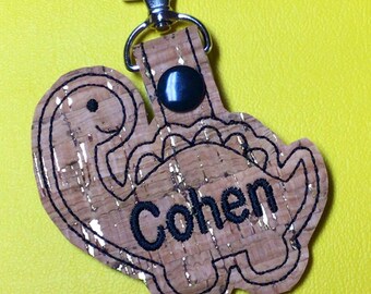 Embroidered Dinosaur Bag Tag: Personalized Marine Vinyl Luggage Tag