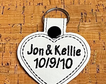 Embroidered Personalized Save the Date Key Fob: Wedding Favor