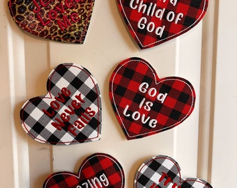 Embroidered Christian Heart Magnets: Inspirational Fridge Decor