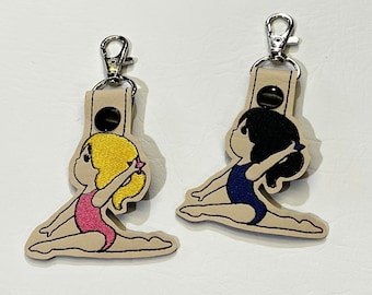 Embroidered Gymnastics Key Fob: Personalized Gymnast Bag Tag