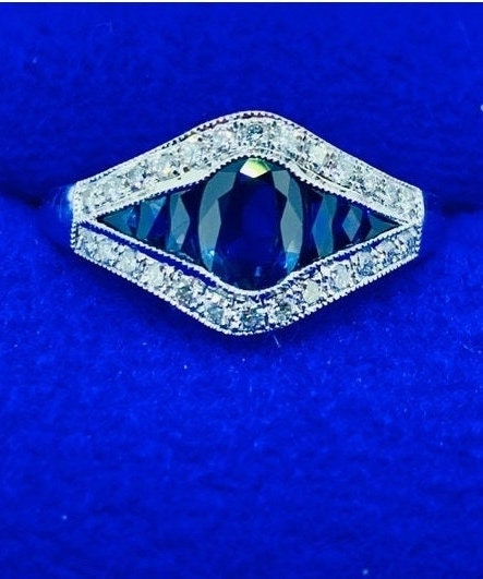 Henry Dunay　天然サファイアリング　パヴェダイヤ　k18 ソーティング Henry Dunay 天然サファイアリング パヴェダイヤ k18 ソーティング