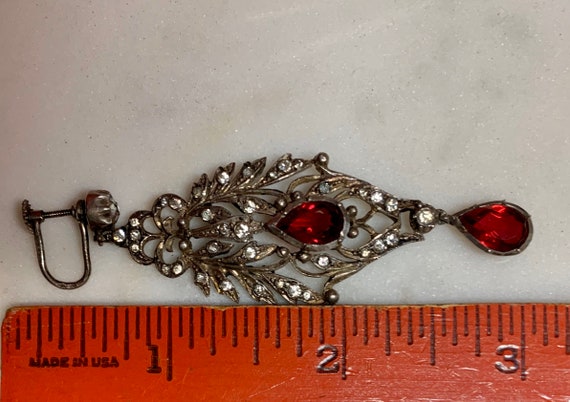 Victorian Ruby Paste Diamante Dangle or Drop Earr… - image 5
