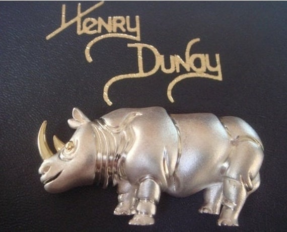 Henry Dunay gold & silver brooch or pin, rhino or… - image 1