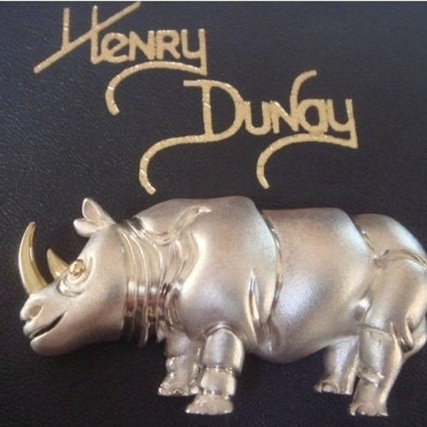 Henry Dunay gold & silver brooch or pin, rhino or safari themed