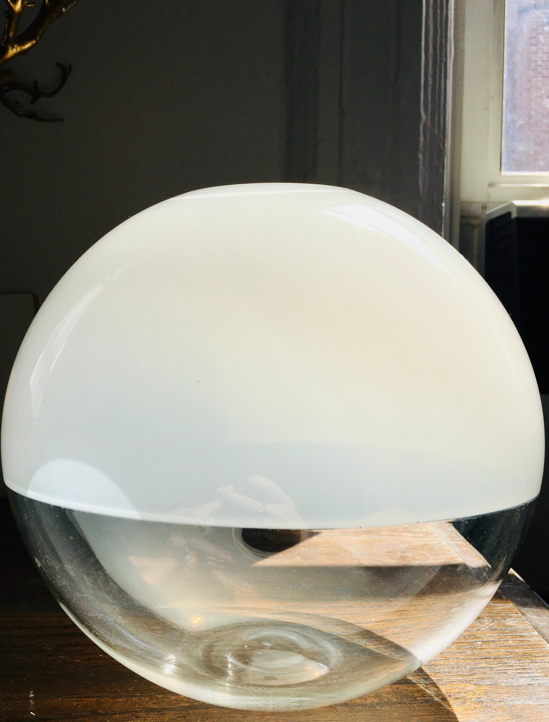Barbini Murano Milk Glass Vase Bowl Incalmo Technique Orb Shaped Photo Inspiration