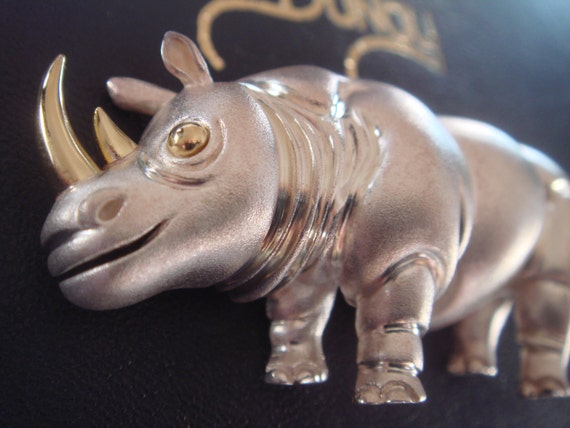 Henry Dunay gold & silver brooch or pin, rhino or… - image 3