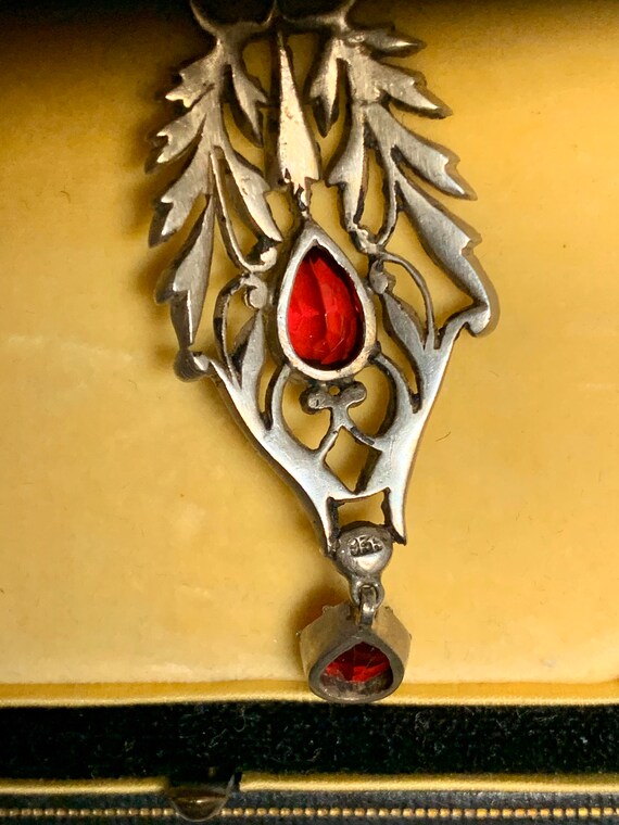 Victorian Ruby Paste Diamante Dangle or Drop Earr… - image 3