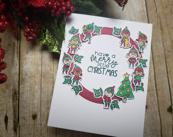 Christmas Card Christmas Greeting Card Believe Red Green Etsy