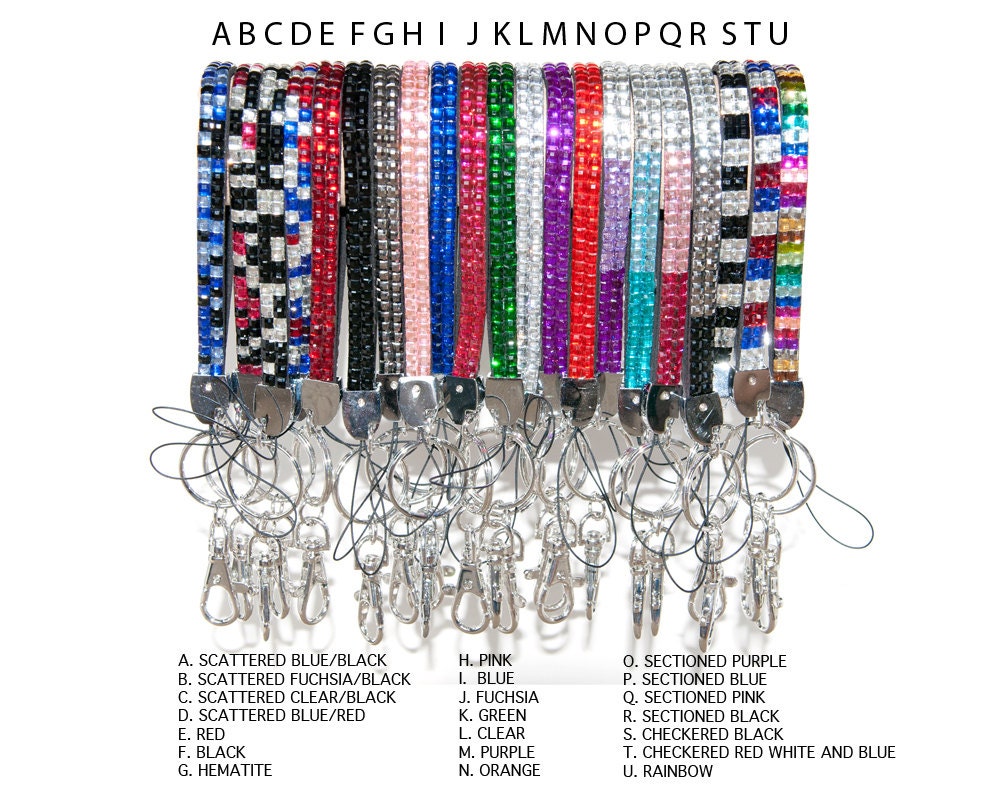 New Custom Bling Rhinestone Wristlet Keychain / ID Badge Etsy