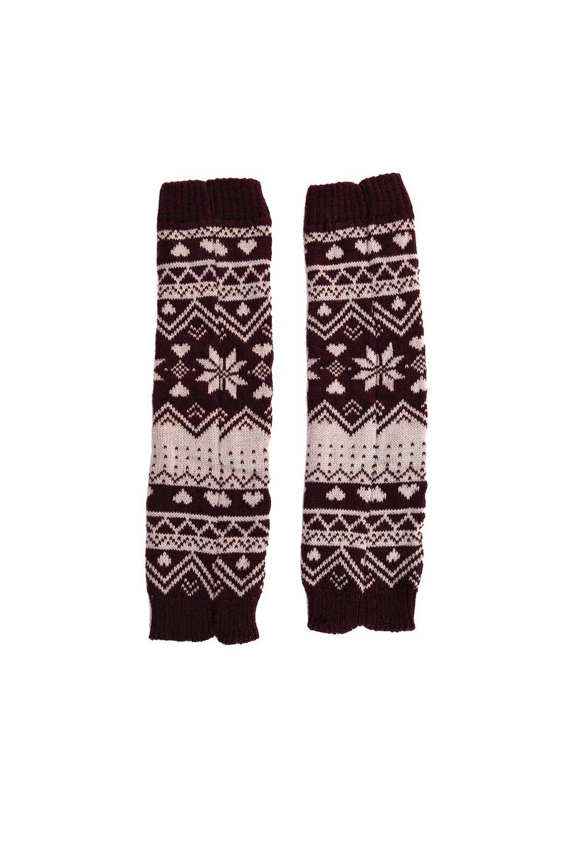 Cable Knit Socks-Brown Women Knit Long Patterned Leg Warmers Leg Sweaters Boot Socks