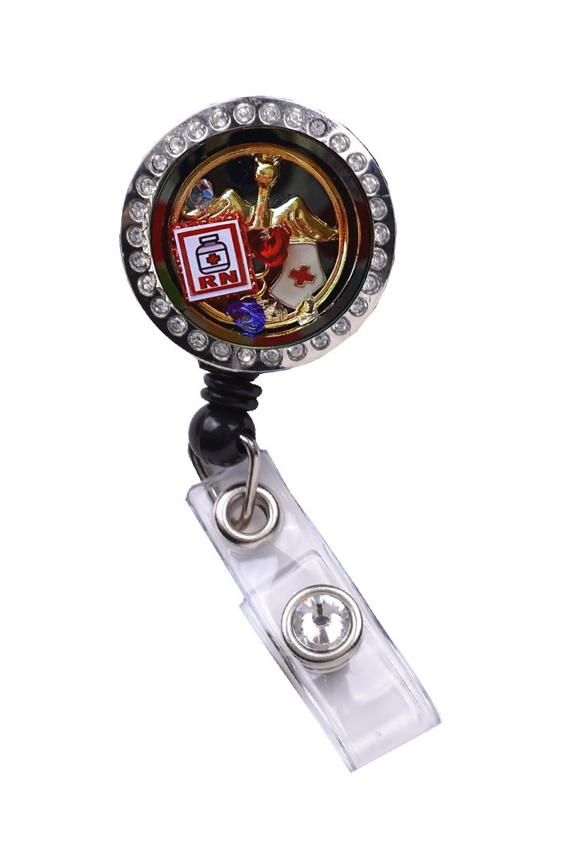 RN Nurse Badge Reel Charms Memory Locket Retractable Badge Etsy