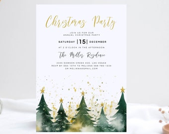 Christmas Tree Party Invitation, Holiday Party Invitation Template, Editable Christmas Prayer Invitation, Christmas Tree, Work Holiday Party