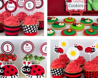 Lady bug first birthday, EDITABLE Party Printable Package & Invitation, lady bug birthday party, lady bug decorations, lady bug party