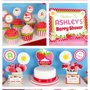 Strawberry BABY Shower Party Printable Package & Invitation, girl baby shower decorations, strawberry party decor, berry baby shower invites image 8