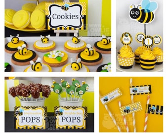 Bumble bee BIRTHDAY Party Printable Package & Invitation, bumble bee decor, bumble bee decorations, bumble bee birthday invitation