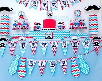 Bigote CUMPLEAÑOS Fiesta Imprimible Paquete & Invitación, imprimibles de cumpleaños de hombrecito, cumpleaños de hombrecito, decoraciones de cumpleaños de hombrecito
