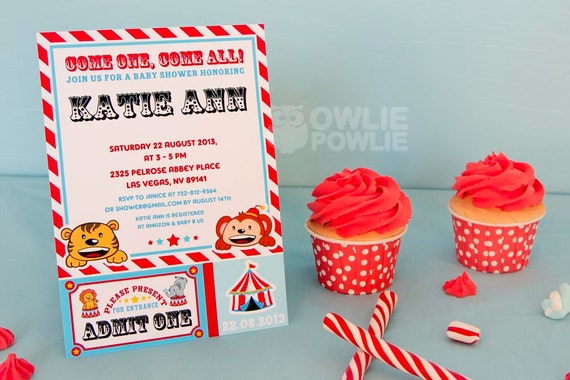 Circus Baby Shower Invitation Circus Party Decorations Circus