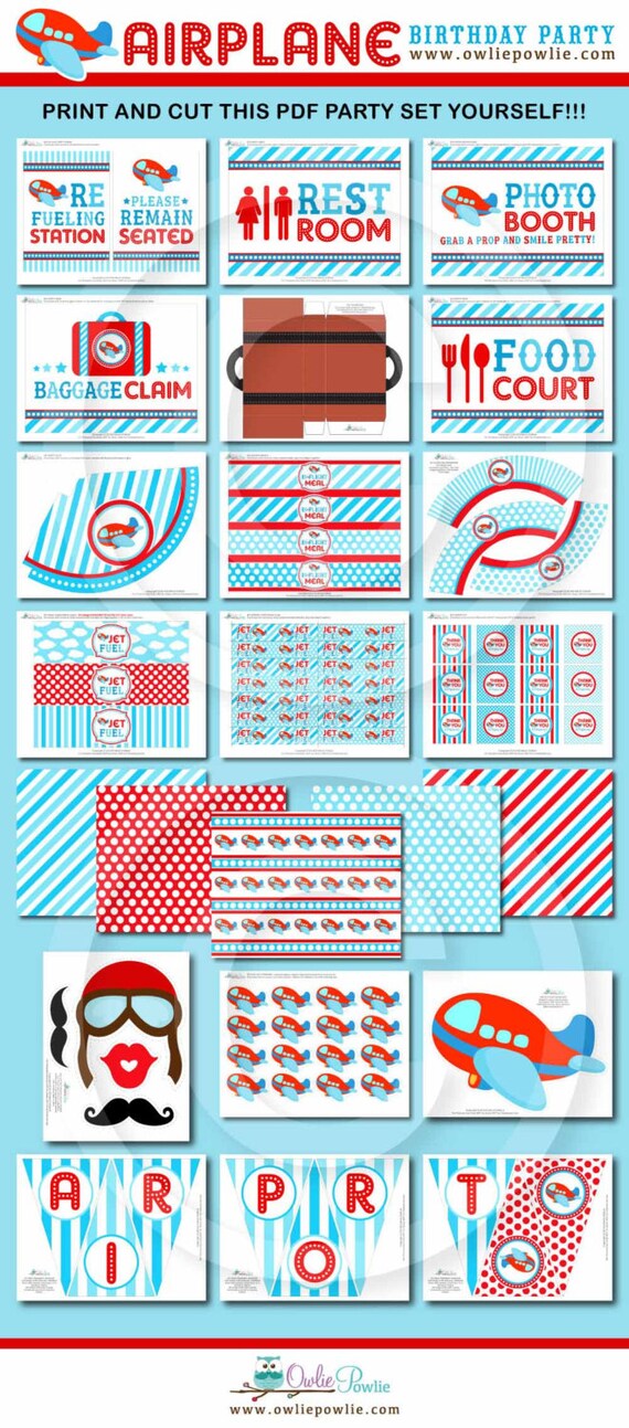 Airplane BIRTHDAY Party Printable Package & Invitation - Etsy