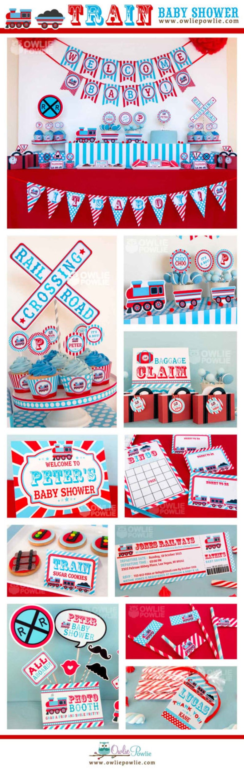 Train BABY Shower Party Printable Package & Invitation, train ticket invitation, choo choo invitation, train baby shower decorations image 8