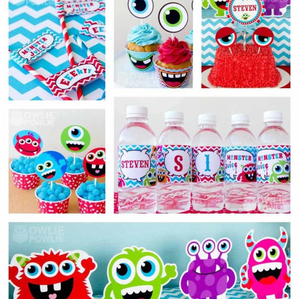 Monster BIRTHDAY Party Printable Package  & Invitation, monster bash 1st birthday, monster birthday decorations, little monster 1st birthday