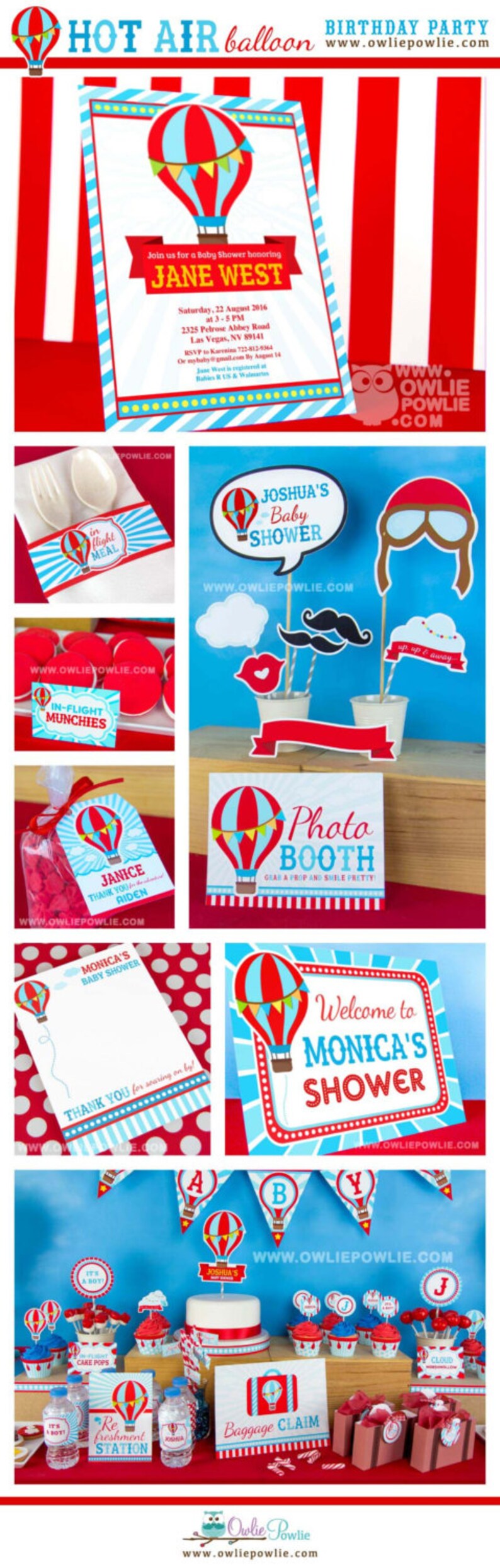 Hot Air Balloon BABY Shower Party Printable Package &amp; | Etsy
