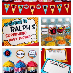 Superhero BABY Shower Party Printable Package &amp; Invitation, EDITABLE ...