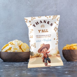 Editable Cowboy My First Rodeo chip bag labels 8.5x11 in, Cowboy Western Decorations, Wild west party, Outdoor Party, Instant Download