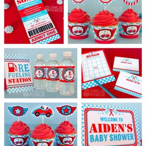 Blue Race Car BABY Shower Party Printable Package & Invitation, race car party, car baby shower, racing baby shower, racing banner