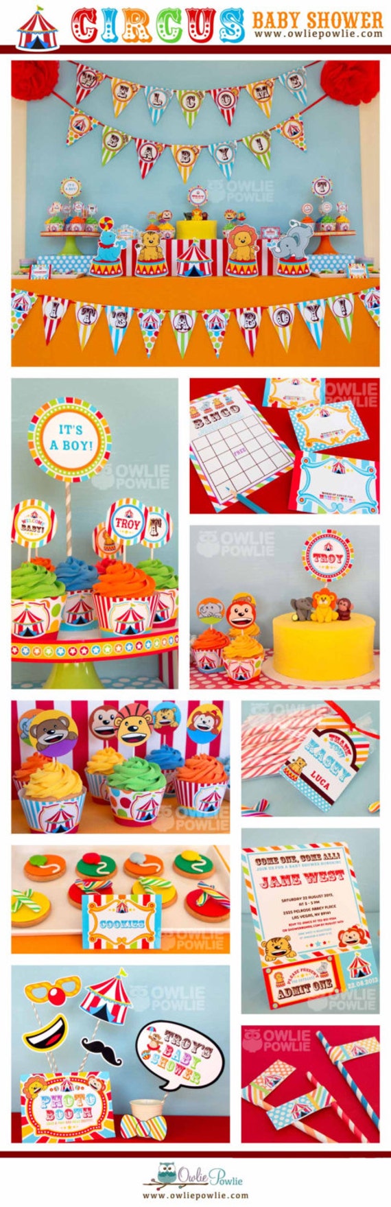 Vintage Circus BABY Shower Party Printable Package & Invitation Il_570xn