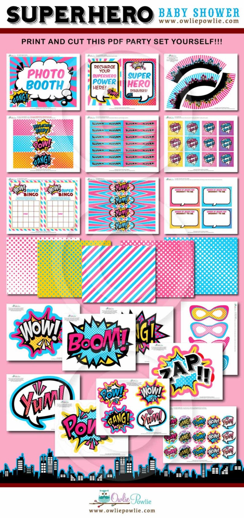 Girl Superhero BABY Shower Party Printable Package & image 10