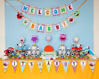 Monster BABY Shower Party Printable Package & Invitation, little monster baby shower, monster bash baby shower, instant download