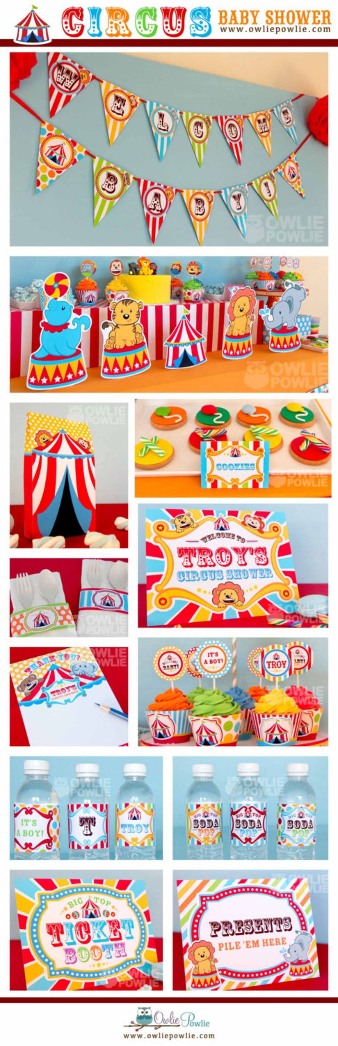 Circus BABY Shower Party Printable Package &amp; Invitation - Etsy