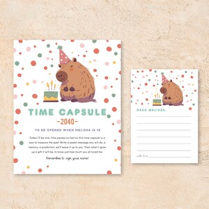 Editable Capybara Birthday Time Capsule, Capybara Birthday Decor, capybara first birthday, Outdoor Party, Instant Download