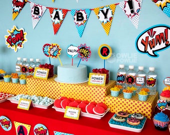 Decoración colgante de superhéroes, cumpleaños de superhéroes, baby shower  de superhéroes, ideas para fiestas de niños, fotomatón de superhéroes,  fiesta de cómics -  México