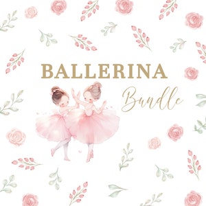 Ballerina Birthday, Pink Girl Birthday Package, Ballet Dancer birthday theme, Gold Pink Ballet birthday, Digital Download printables