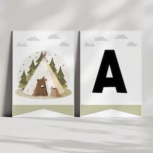 Happy Camper Geburtstagsbanner, Ein glücklicher Camper, Junge Erster Geburtstag, Camping Party Dekorationen, bearbeitbare Vorlage, Sofort Download