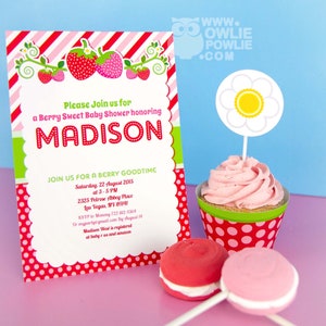 Strawberry BABY Shower Party Printable Package & Invitation, girl baby shower decorations, strawberry party decor, berry baby shower invites image 3