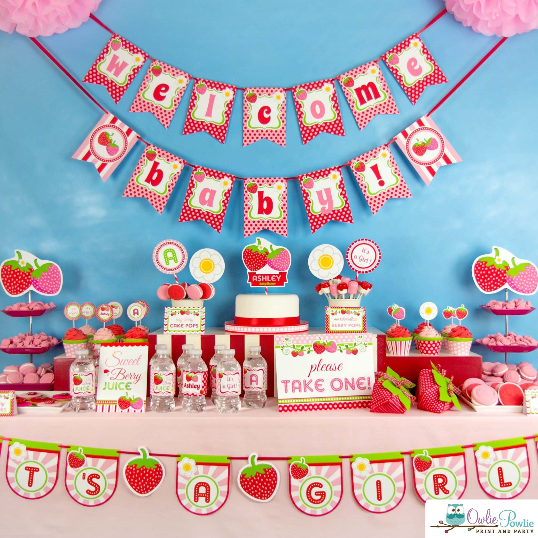 STRAWBERRY Birthday Party COMPLETE Strawberry Party Little Girl Party Red  Strawberry Patch Shortcake Party Instant Download 