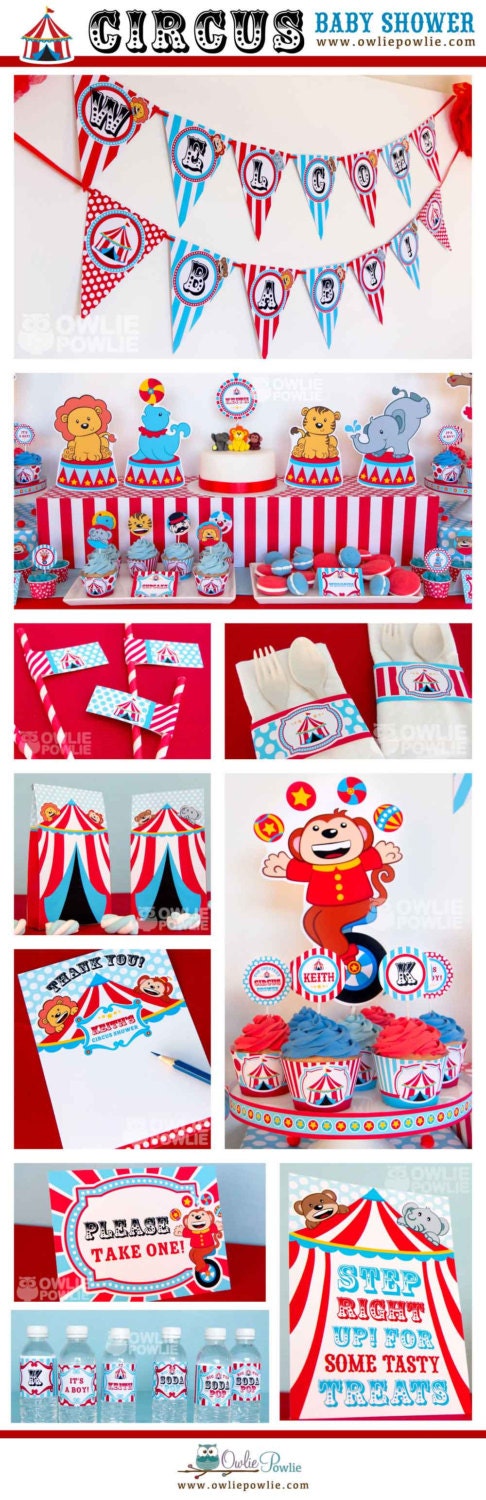 Circus BABY shower Party Printable Package &amp; Invitation | Etsy