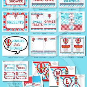 Hot Air Balloon BABY Shower Party Printable Package &amp; Invitation - Etsy