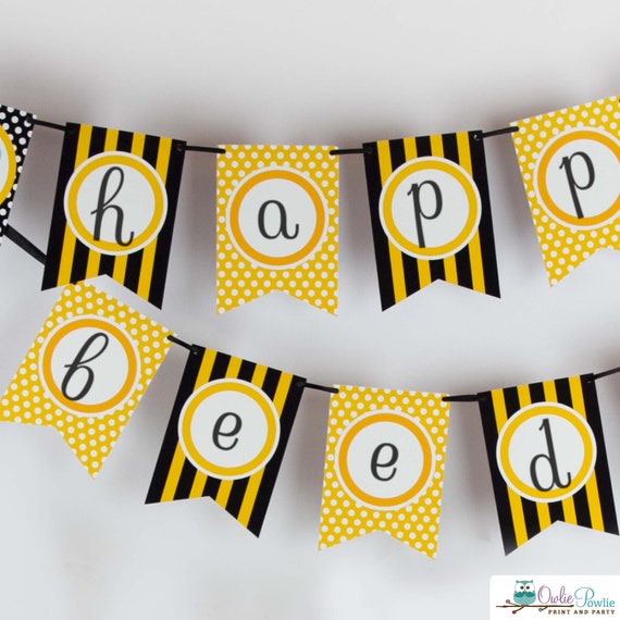 Bumble Bee Banner Printable Party Decoration, bumble bee baby shower decorations, bumble bee birthday, bumble bee decor Il_570xn