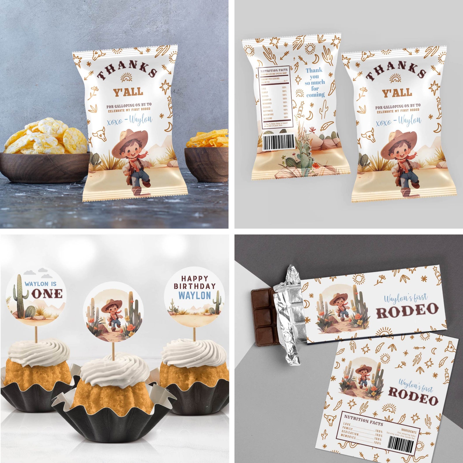 My First Rodeo Chip Bag Editable Cowboy My First Rodeo Chip Bag Labels 8.5x11 In, Cowboy ...