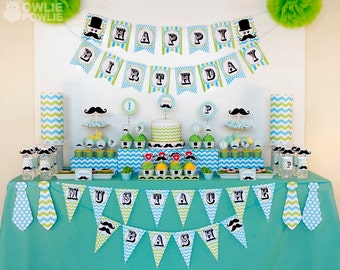 Little Man Moustache BIRTHDAY Party Imprimible Paquete & Invitación, invitación de bigote de hombrecito, primer cumpleaños de caballerocito imprimible