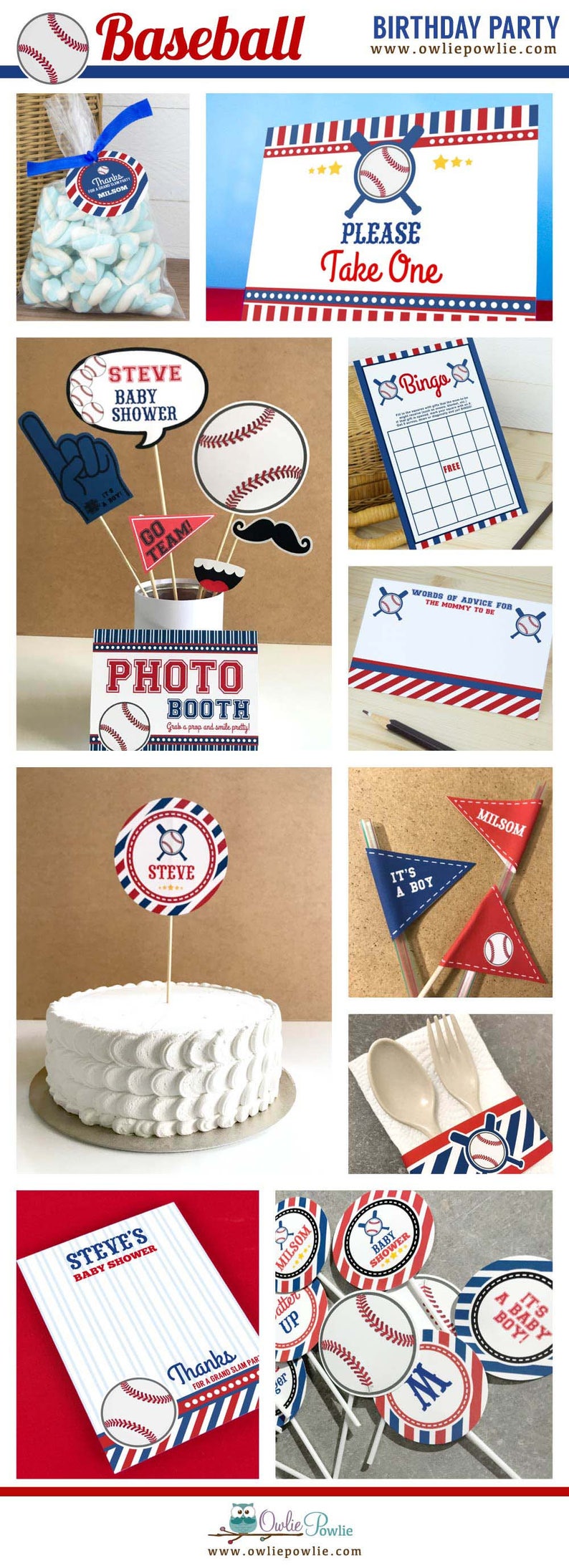 Baseball BABY Shower Party Printable Package & Invitation, little slugger baby shower decorations, baseball baby shower, Instant download image 3