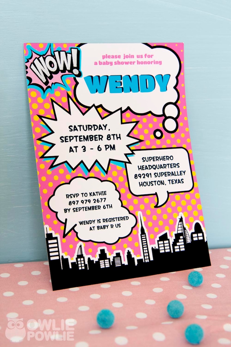 Girl Superhero BABY Shower Party Printable Package & image 4