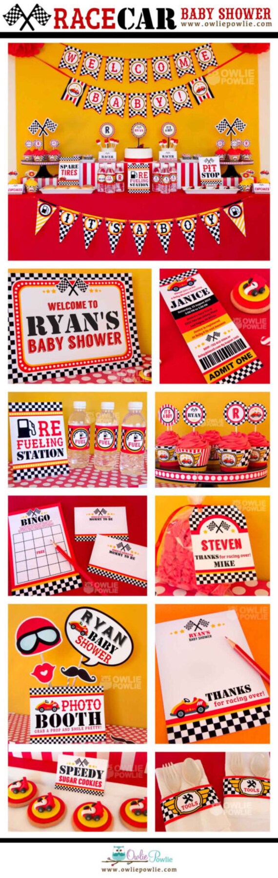Race Car BABY Shower Party Printable Package & Invitation, race car party, car baby shower, racing baby shower, racing banner Il_570xn