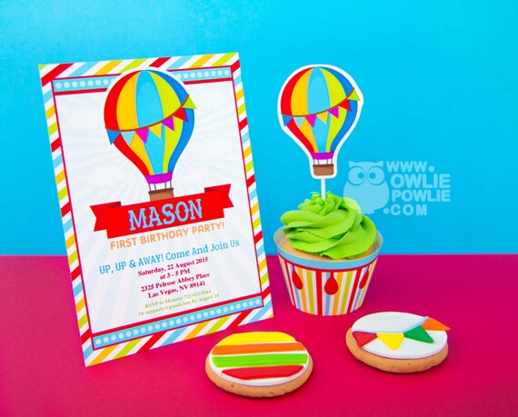 Hot Air Balloon invitation, EDITABLE birthday invites, Up up and away first birthday, oh the places you'll go, transportation birthday Il_570xn
